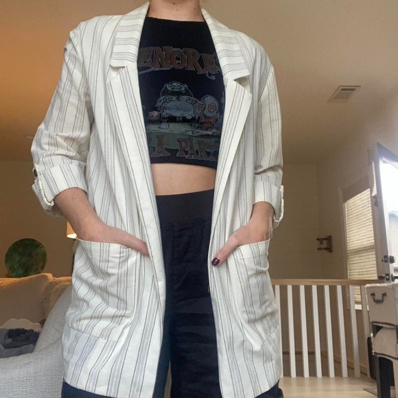 pull&bear striped linen blazer xs - Picture 3 of 4